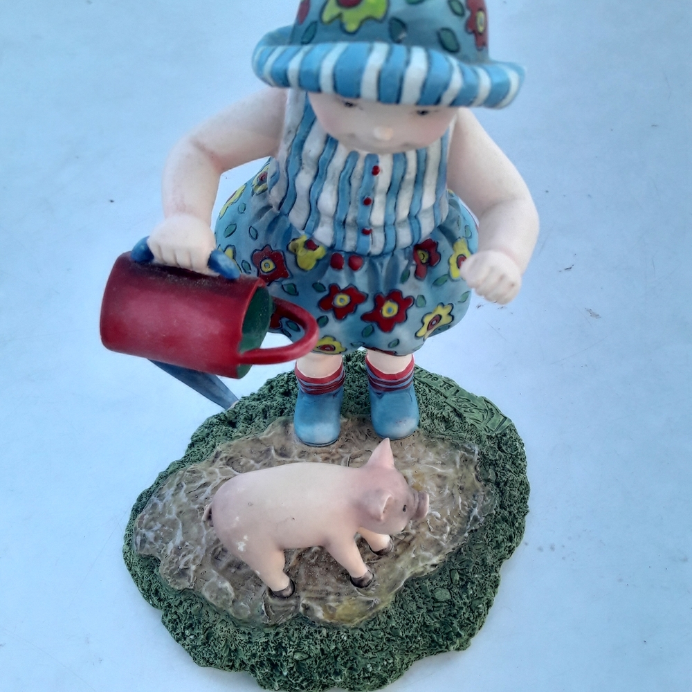 Vintage 1999 collectable figurine Girl & pig